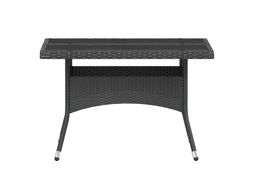 Mila  5-delige Tuinset poly rattan en gehard glas zwart
