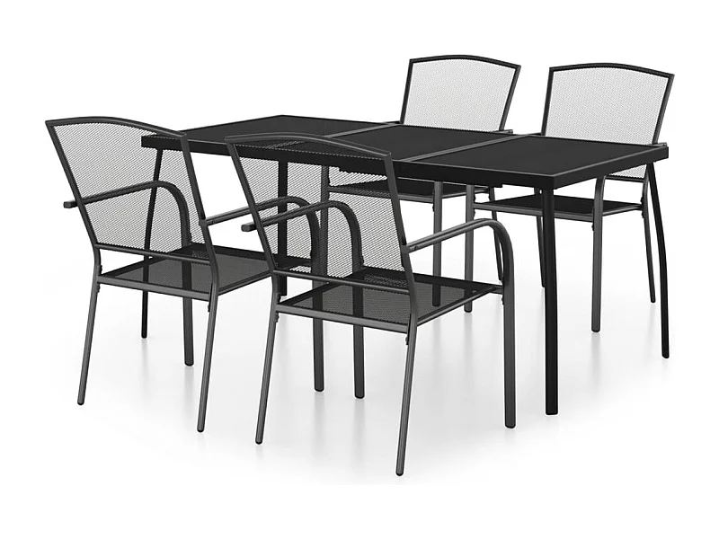 Booneville  Ensemble à manger de jardin 5 pcs anthracite acier