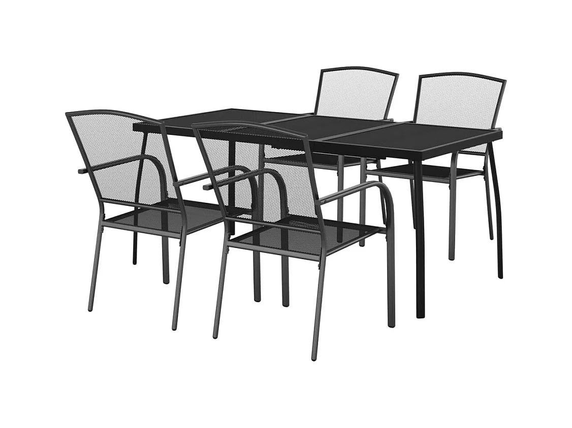 Booneville  Ensemble à manger de jardin 5 pcs anthracite acier