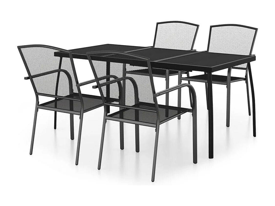 Booneville  Ensemble à manger de jardin 5 pcs anthracite acier