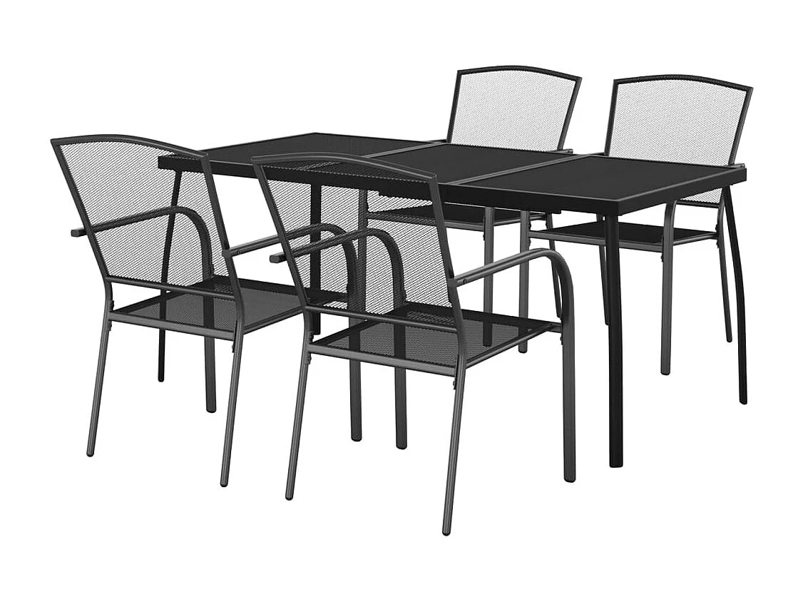 Booneville  Ensemble à manger de jardin 5 pcs anthracite acier