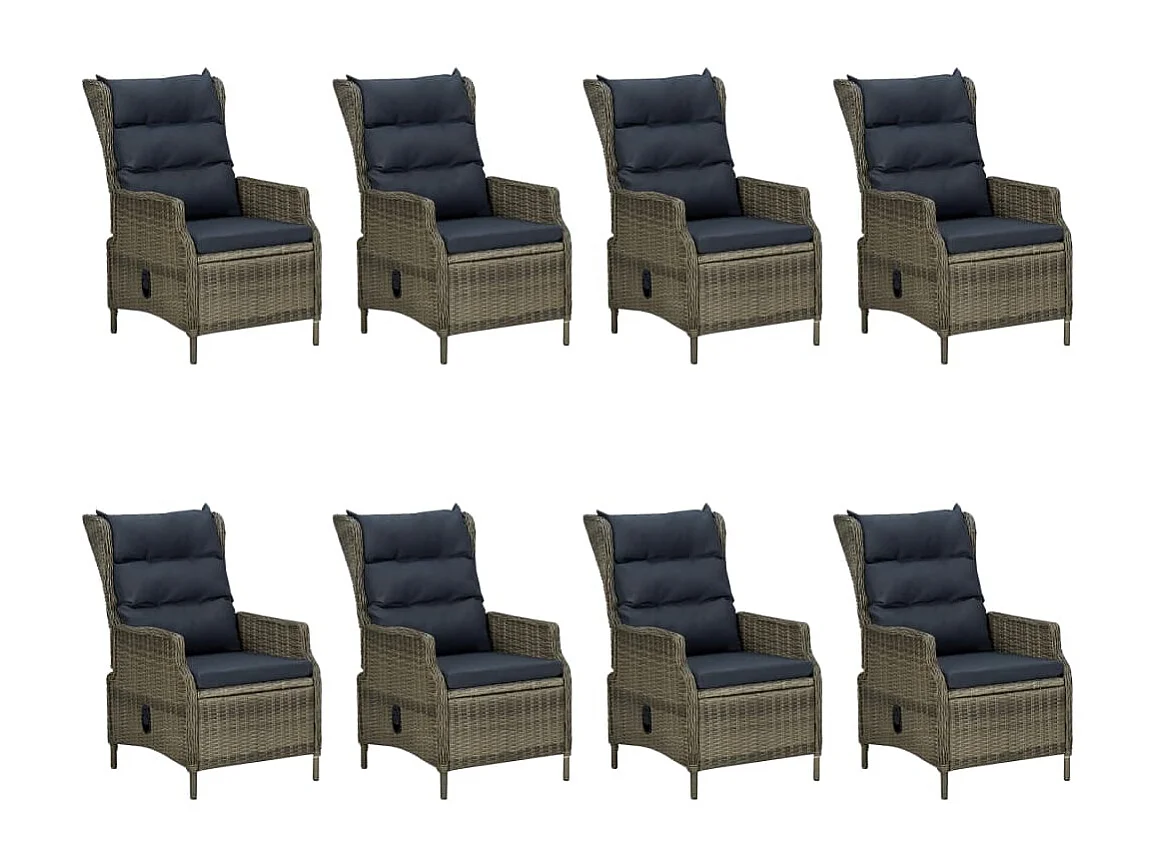 Saint-Denis  Ensemble à manger d'extérieur et coussins 9 pcs résine tressée