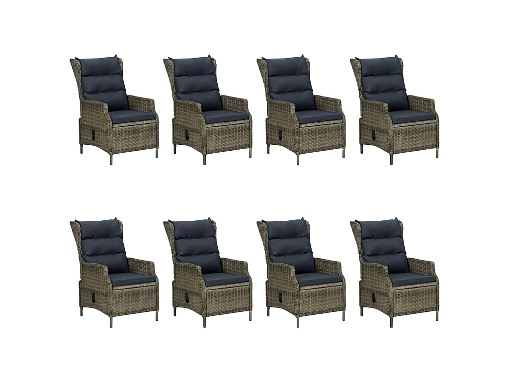 Saint-Denis  Set de comedor jardín 9 piezas cojines ratán sintético marrón