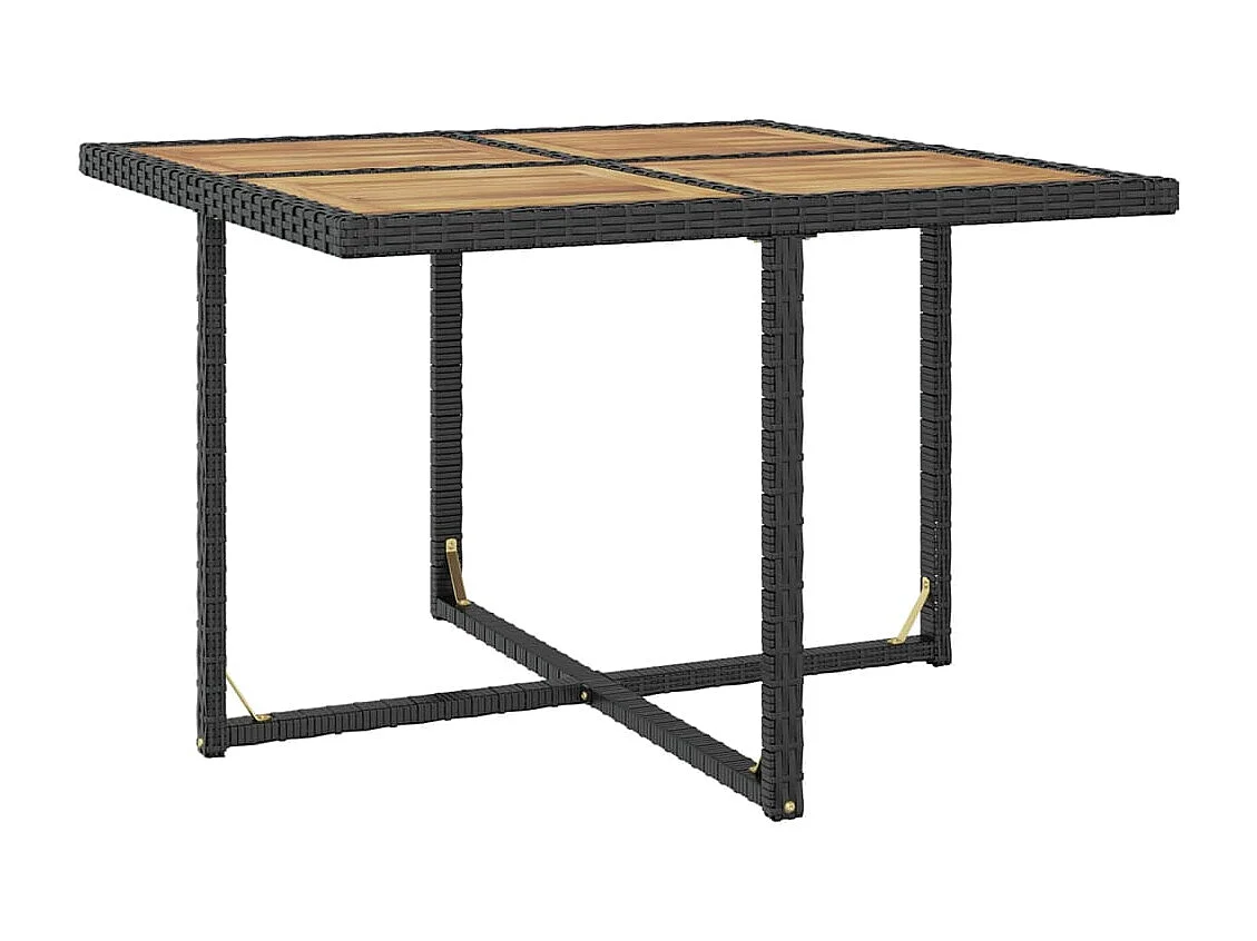 Cerveteri  Set comedor de jardín 9 pzas ratán sintético y madera negro