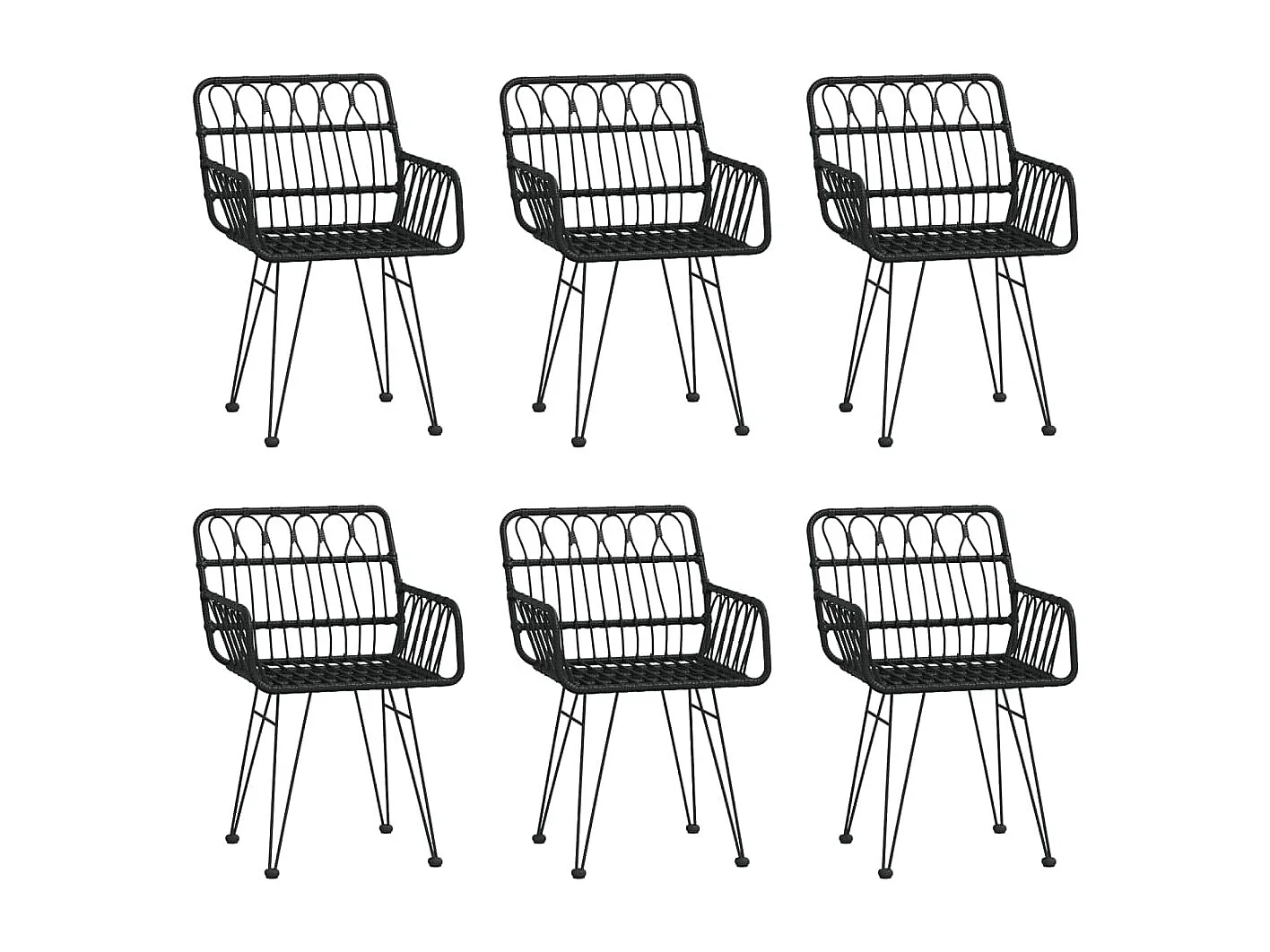 Arkadelphia  Ensemble à manger de jardin 7 pcs Noir Résine tressée
