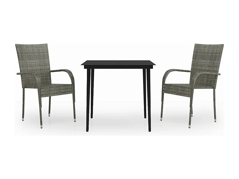 Boiling Springs  Ensemble à manger de jardin 3 pcs Gris et noir