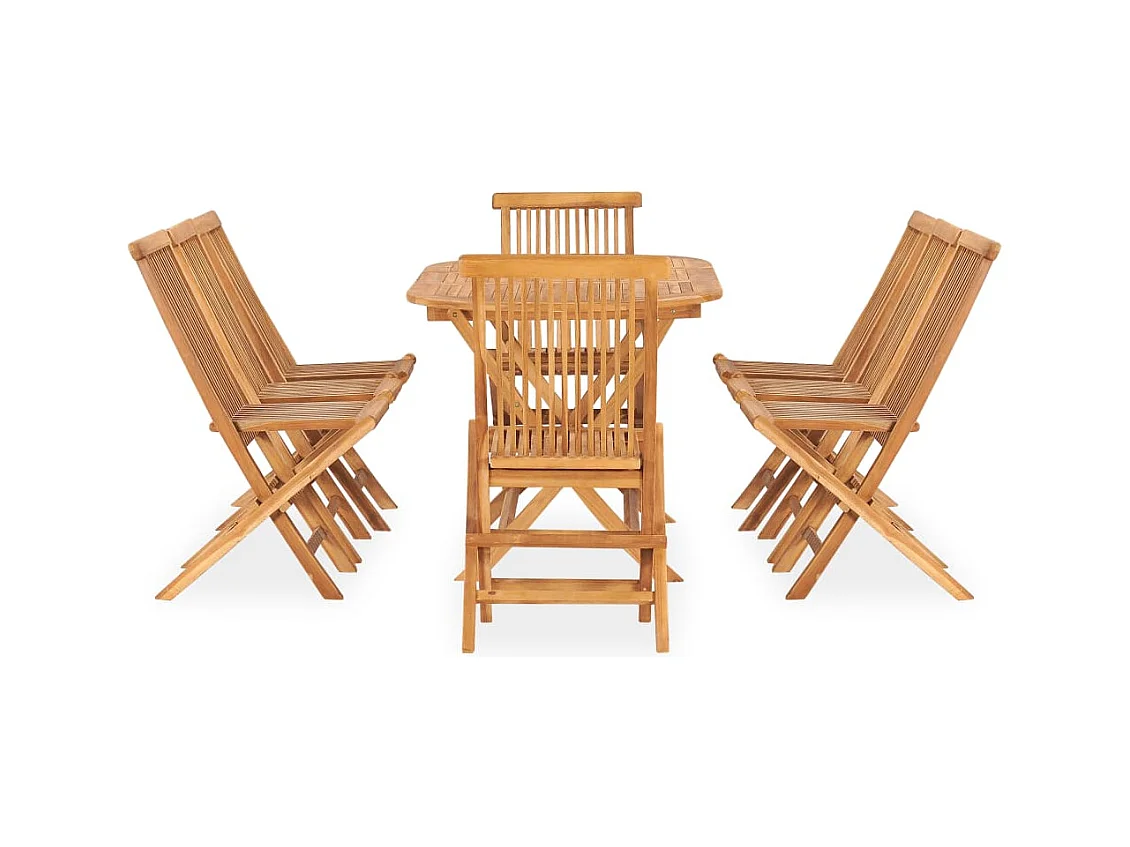 Glabbeek  Ensemble à manger d'extérieur pliable 9 pcs Bois solide de teck