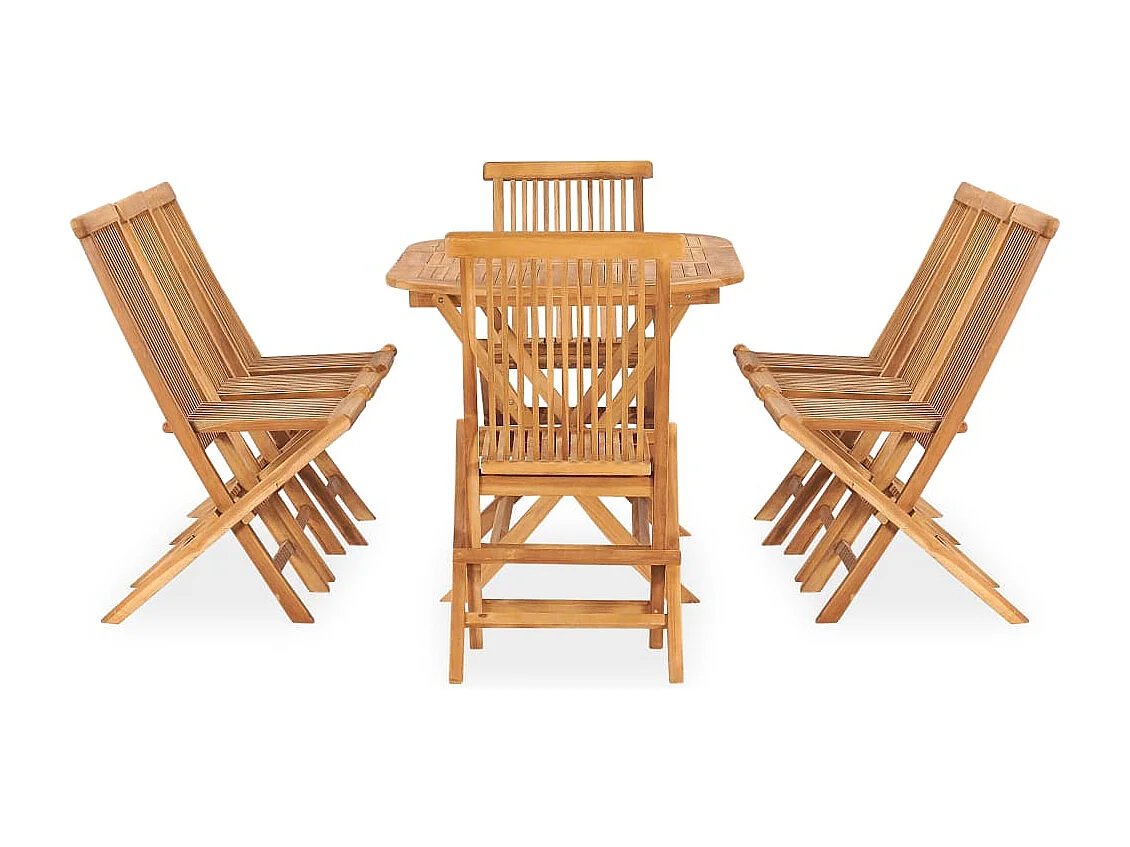 Glabbeek  Ensemble à manger d'extérieur pliable 9 pcs Bois solide de teck