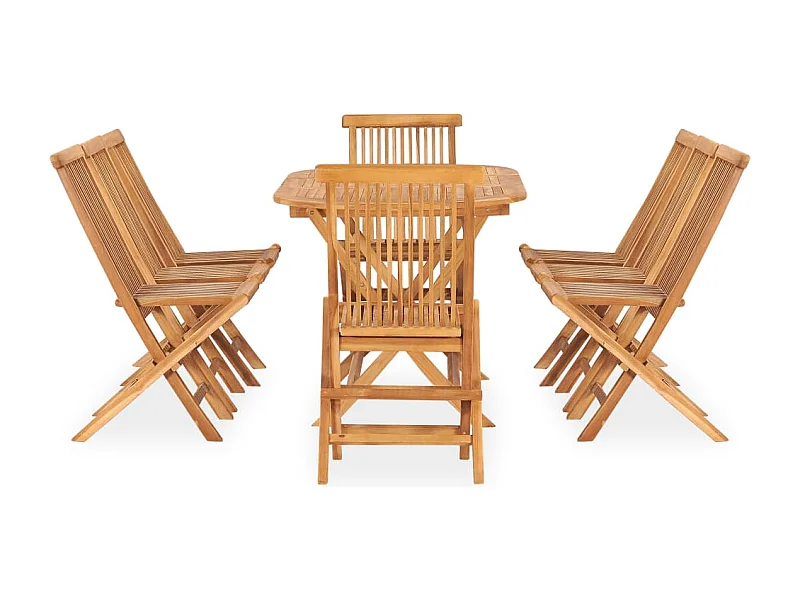 Glabbeek  Ensemble à manger d'extérieur pliable 9 pcs Bois solide de teck
