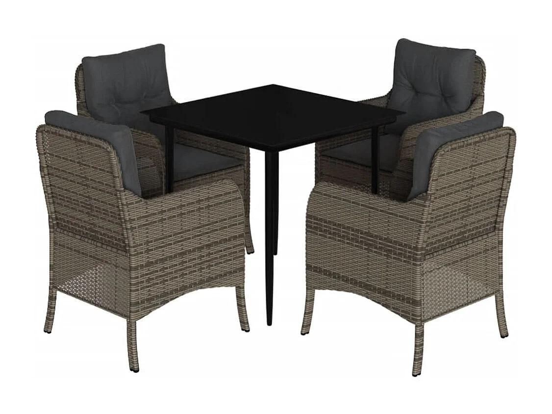 Terryville  5-delige Tuinset met kussens poly rattan grijs