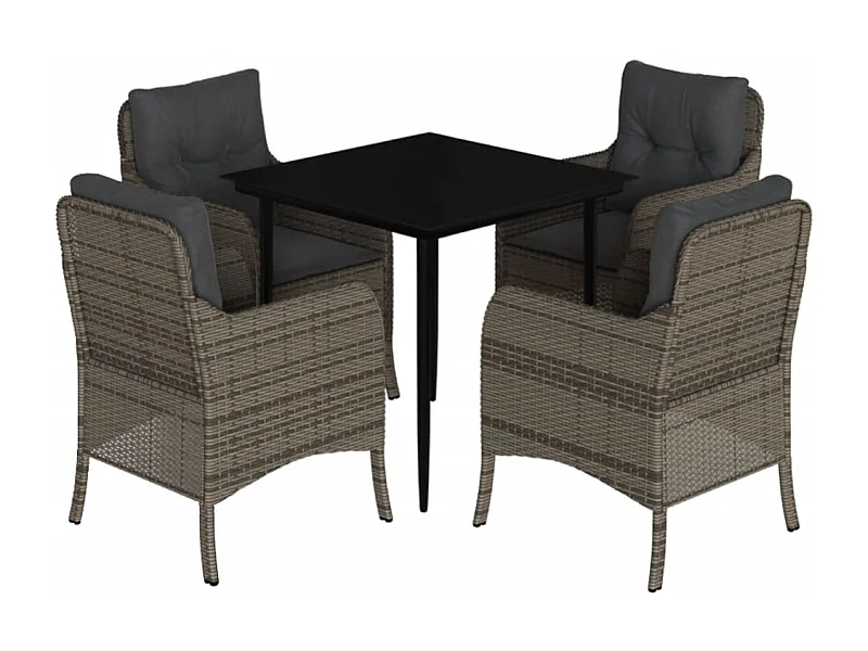 Terryville  5-delige Tuinset met kussens poly rattan grijs