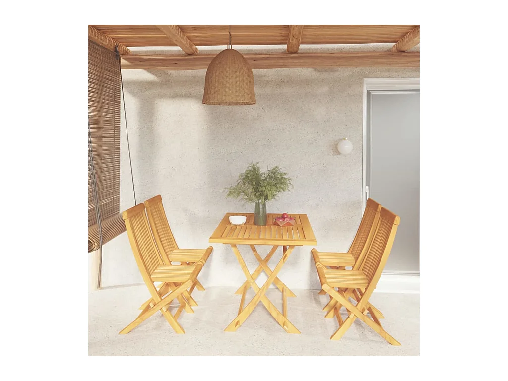 Denizhan  Conjunto de comedor de jardín 5 piezas madera maciza de teca