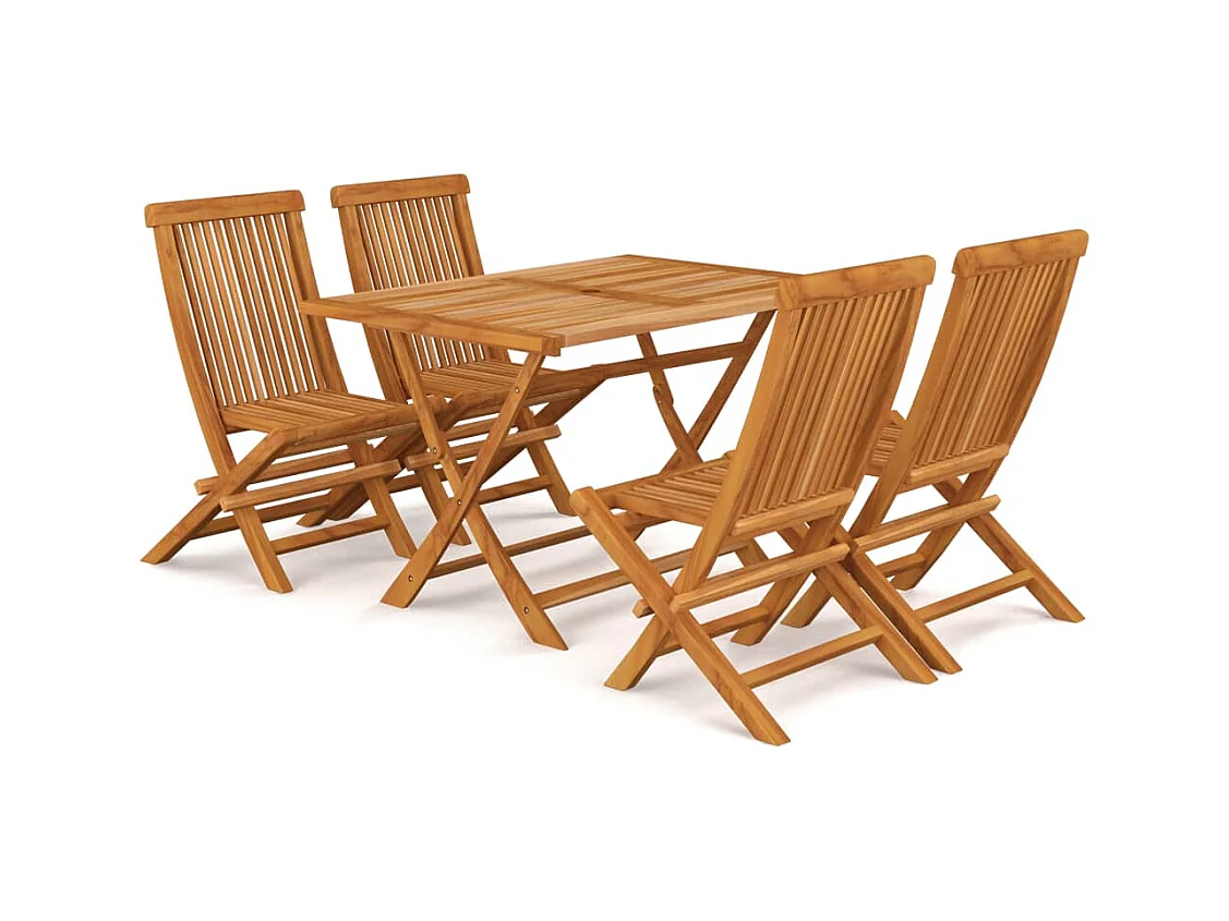 Denizhan  Conjunto de comedor de jardín 5 piezas madera maciza de teca