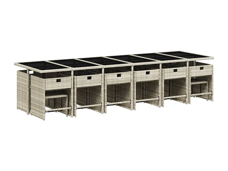 Zenn  Set comedor jardín y cojines 17 pzas ratán sintético gris claro