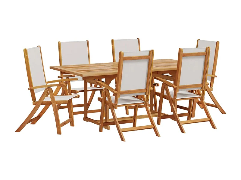 Yljo  Ensemble à Manger de jardin 7pcs bois d'acacia solide textilène