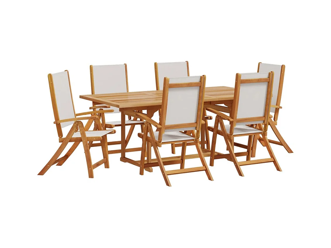 Yljo  Juego comedor de jardín 7 pzas madera maciza acacia y textileno