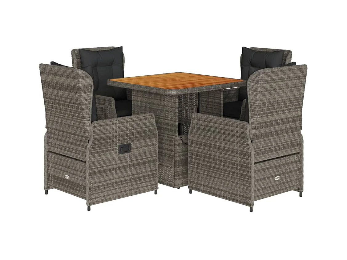 Coleville  Ensemble à manger de jardin 5 pcs coussins gris résine tressée