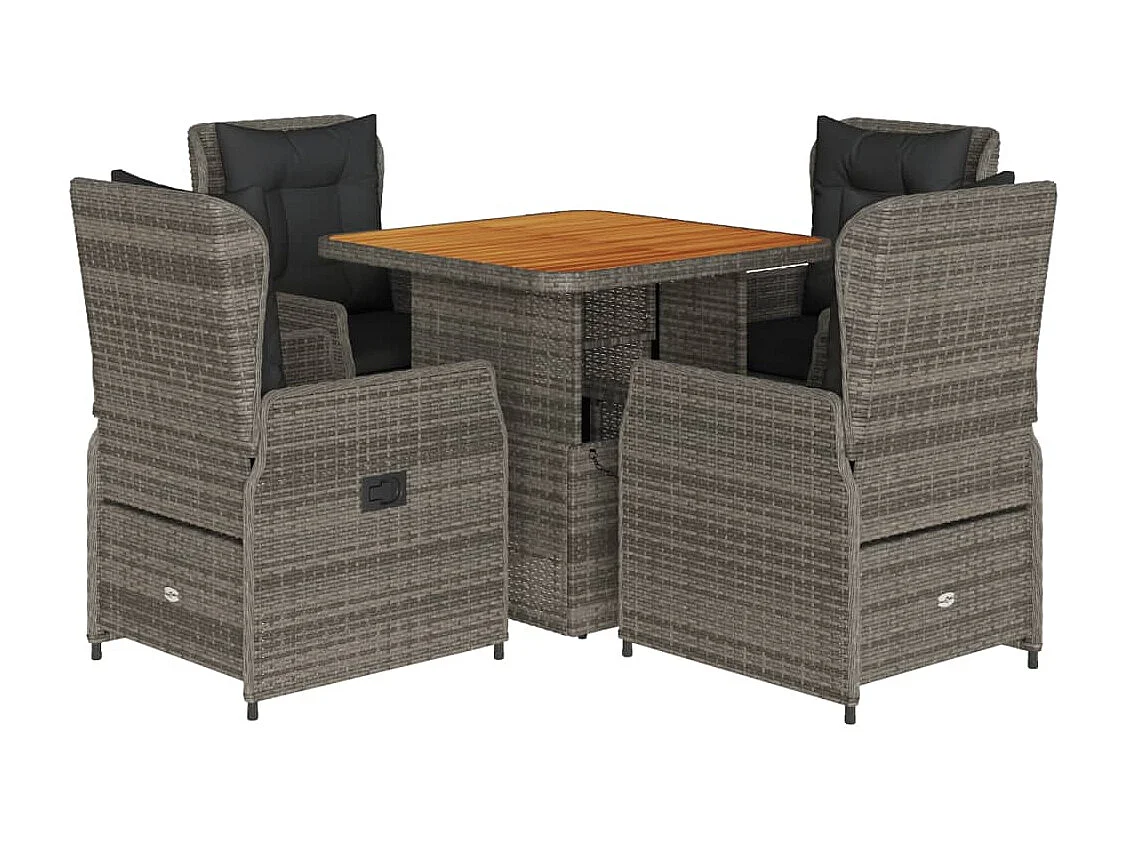 Coleville  Ensemble à manger de jardin 5 pcs coussins gris résine tressée