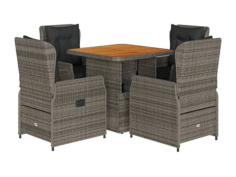 Coleville  Ensemble à manger de jardin 5 pcs coussins gris résine tressée