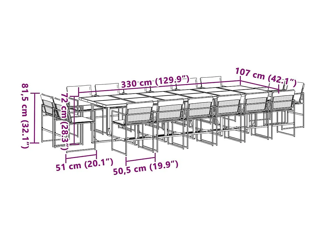 Vyra  Ensemble à manger de jardin avec coussins 17pcs blanc textilène