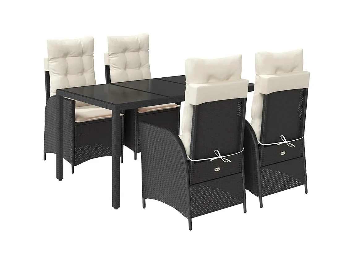 Chattanooga  5-delige Tuinset met kussens poly rattan zwart