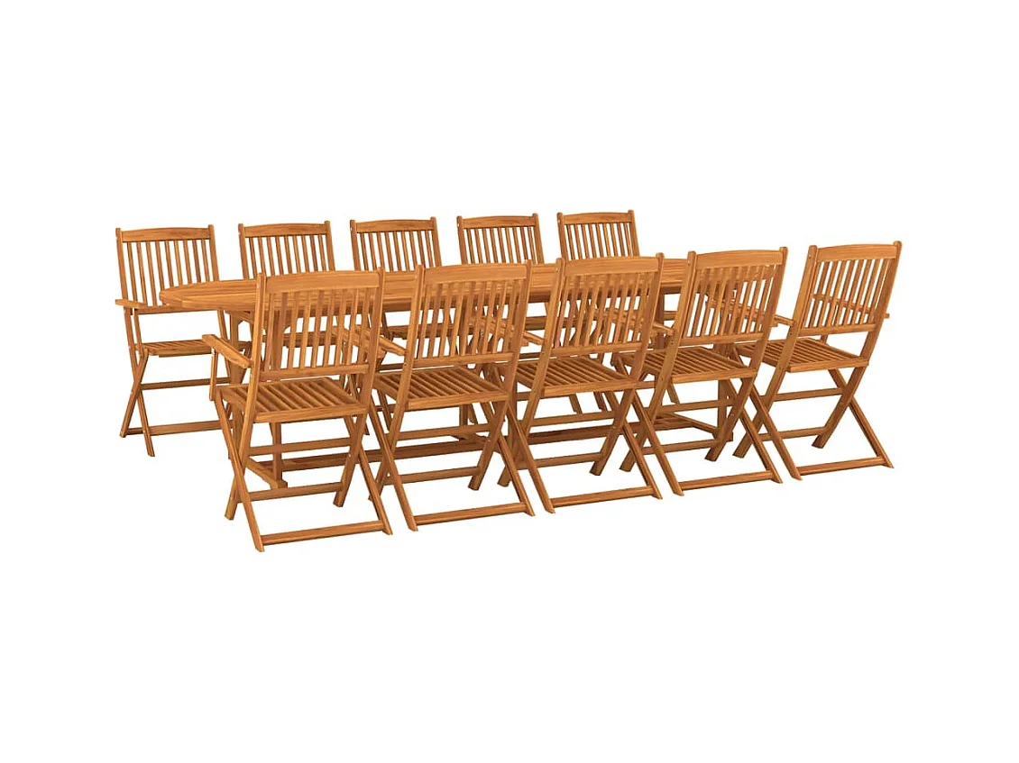 Gideon  Set comedor de jardín 11piezas madera maciza acacia 280x90x75cm