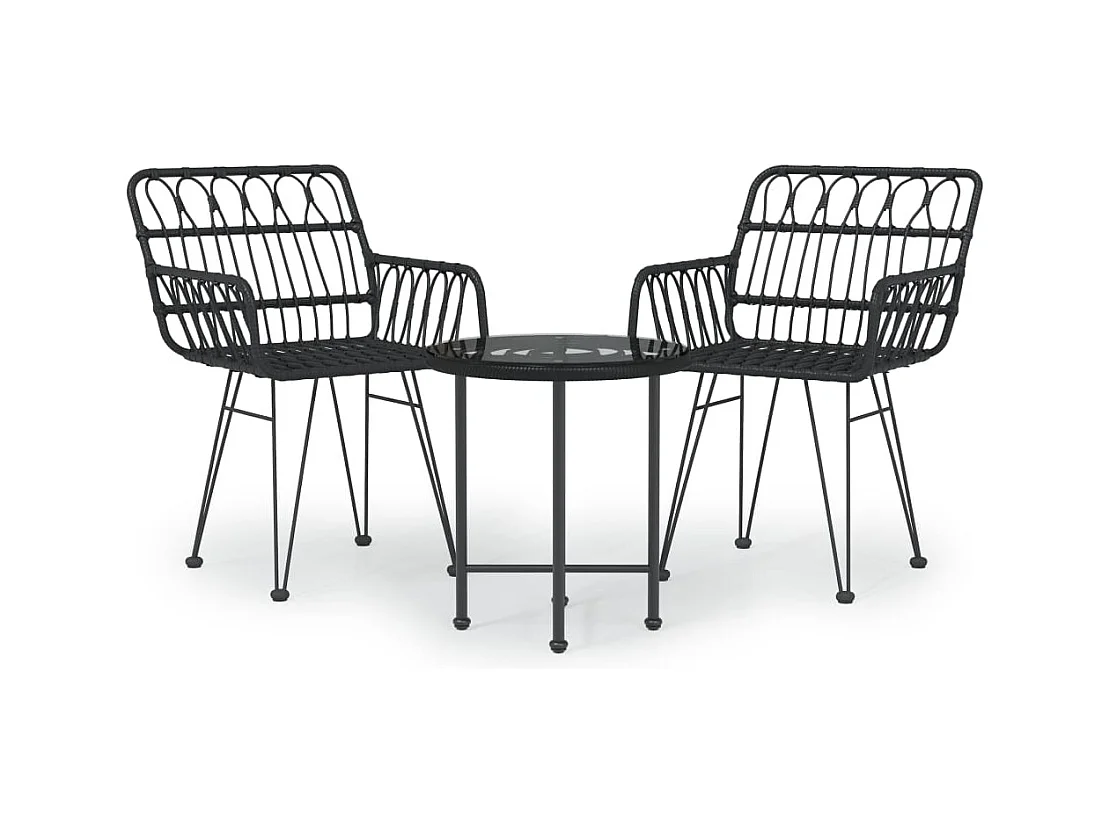 Claire-Sylvaine  Juego de comedor de jardín 3 piezas ratán sintético negro