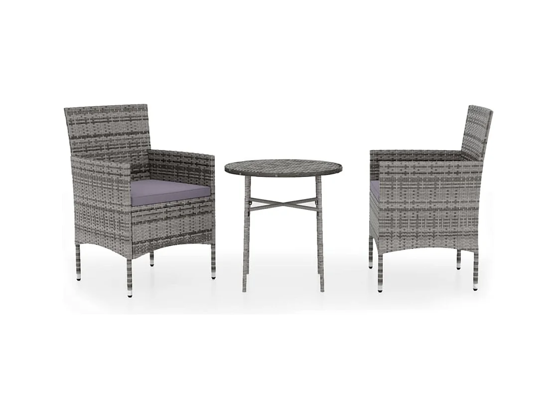 Germain  Ensemble à manger de jardin 3 pcs Résine tressée Gris