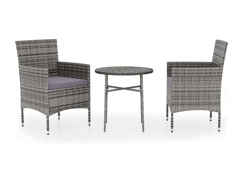 Germain  Ensemble à manger de jardin 3 pcs Résine tressée Gris