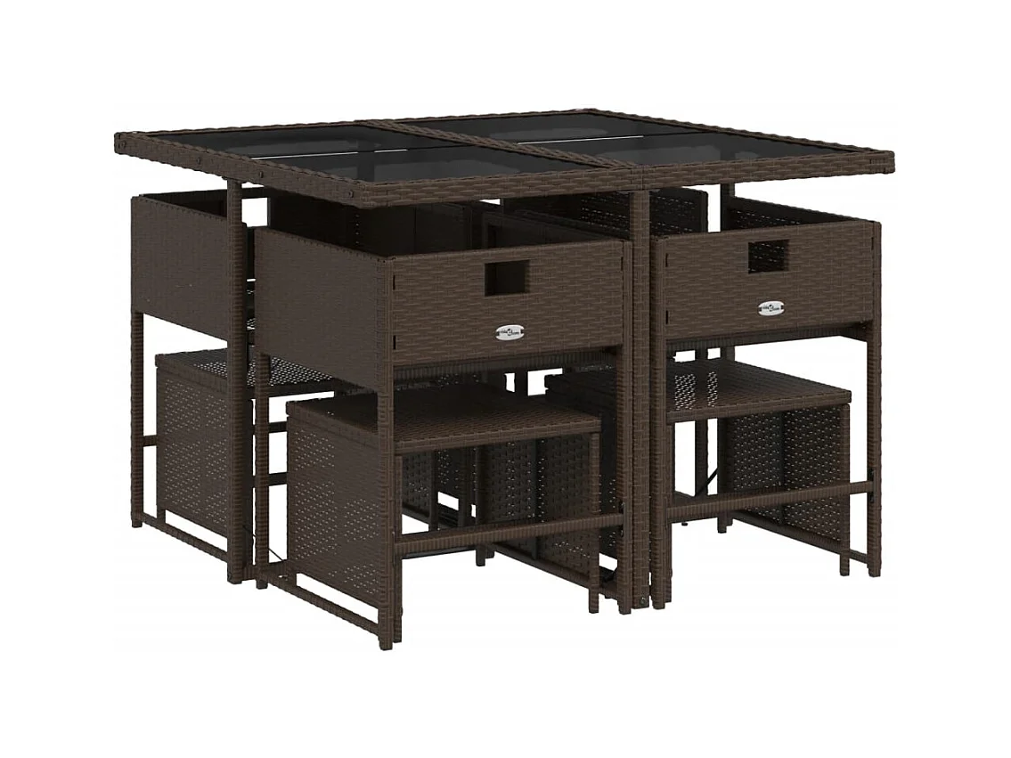 Kirkland  9-delige Tuinset met kussens poly rattan bruin