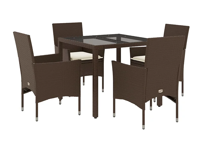 Stafford Springs  5-delige Tuinset met kussens poly rattan en glas bruin