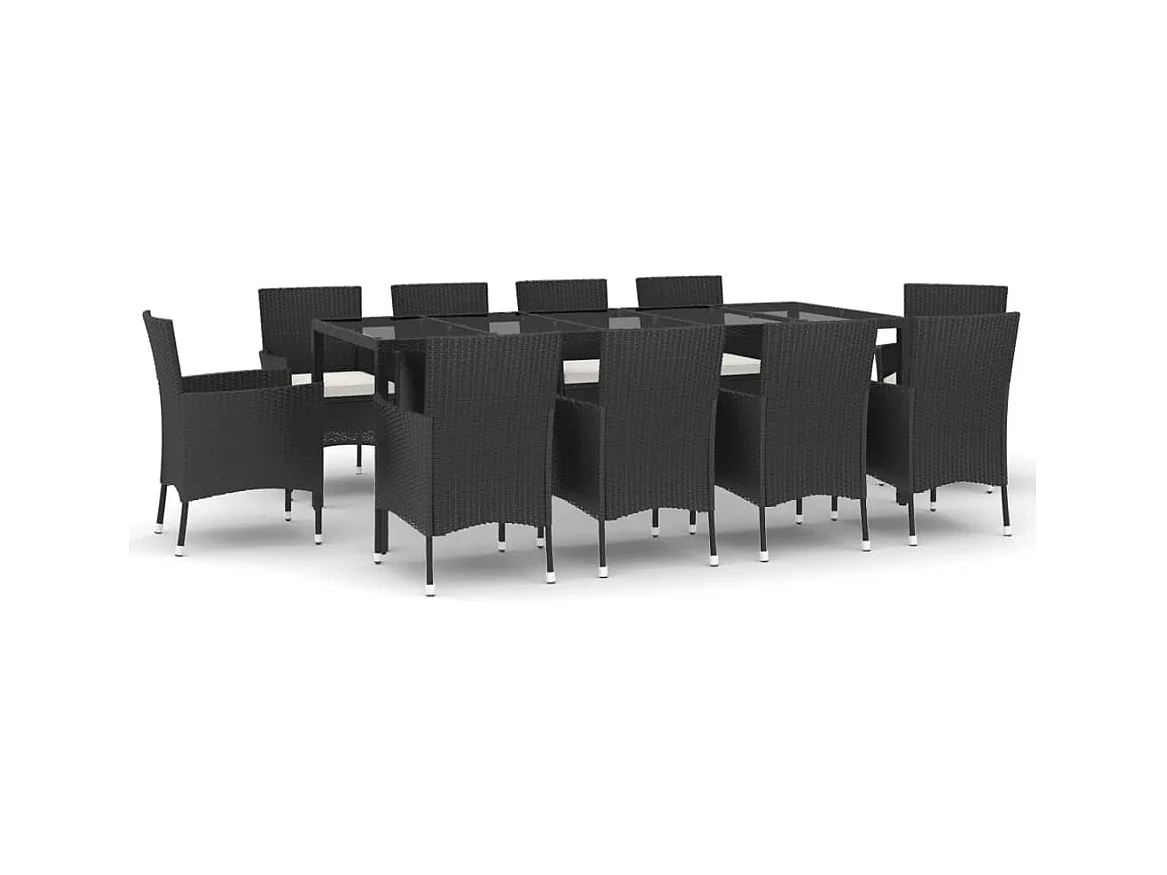 Vagnar  11-delige Tuinset met kussens poly rattan zwart