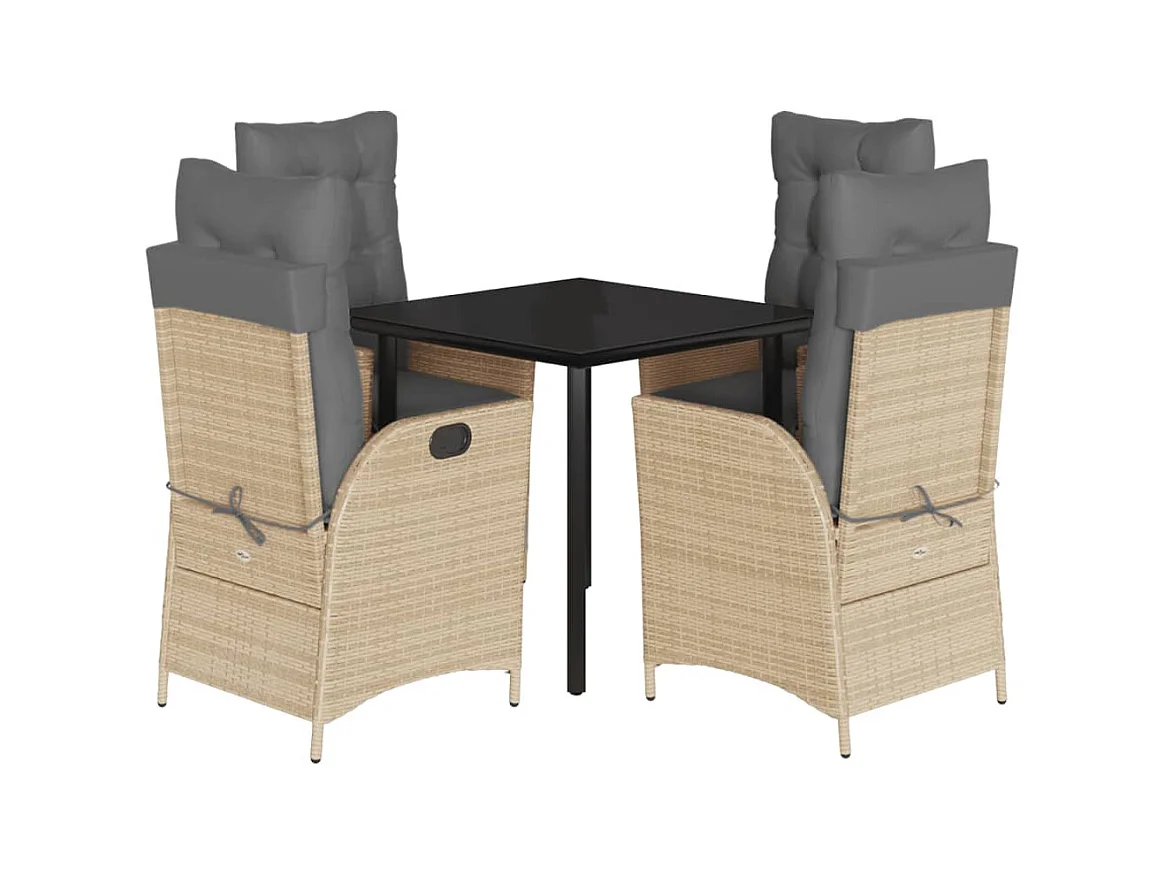 Warner Robins  5-delige Tuinset met kussens poly rattan gemengd beige