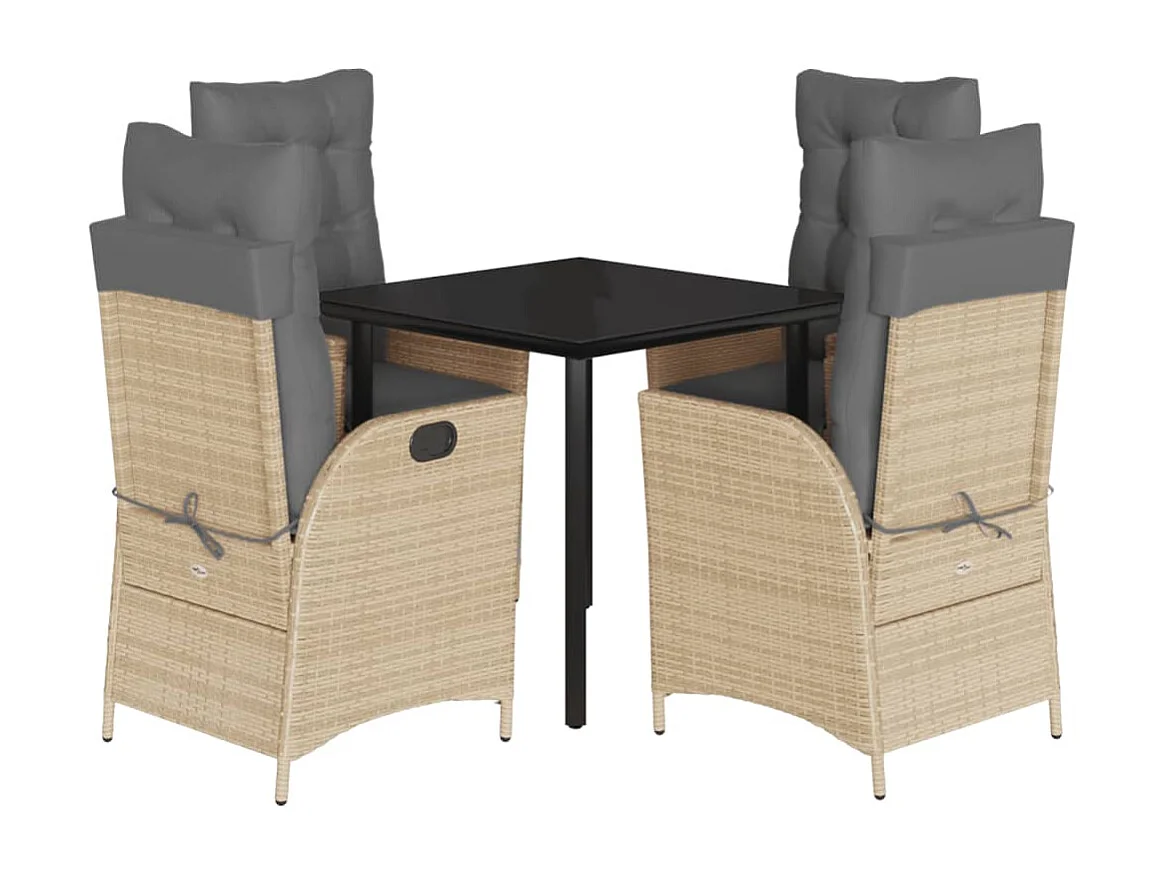 Warner Robins  5-delige Tuinset met kussens poly rattan gemengd beige