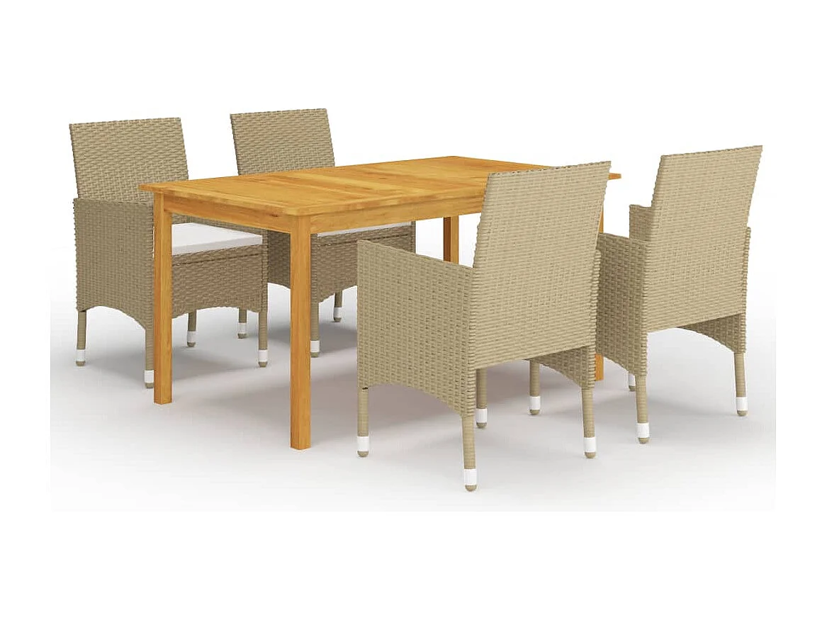Fyndal  Ensemble à manger de jardin 5 pcs Beige