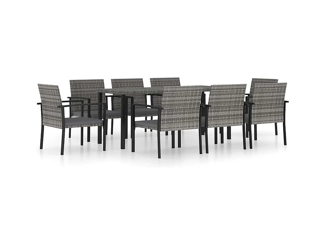 Wahiawa  Ensemble à manger de jardin 9 pcs Résine tressée Gris