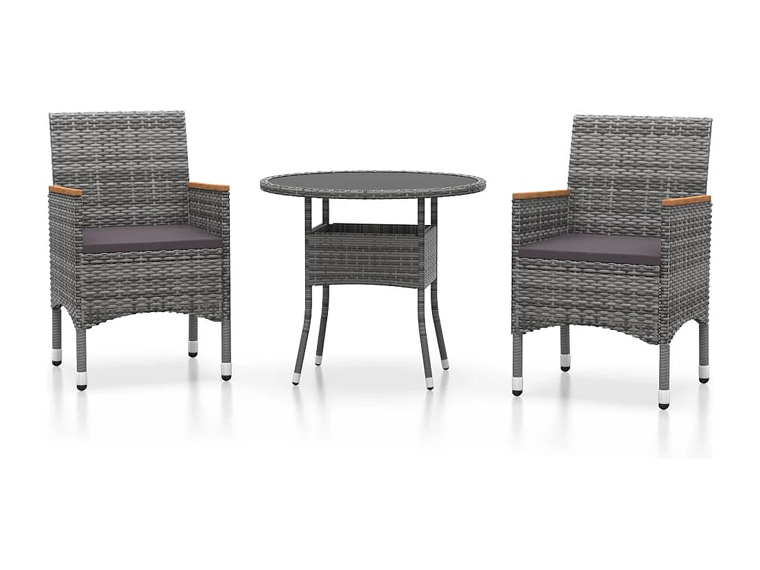 Bryson City  Ensemble à manger de jardin 3 pcs Résine tressée Gris