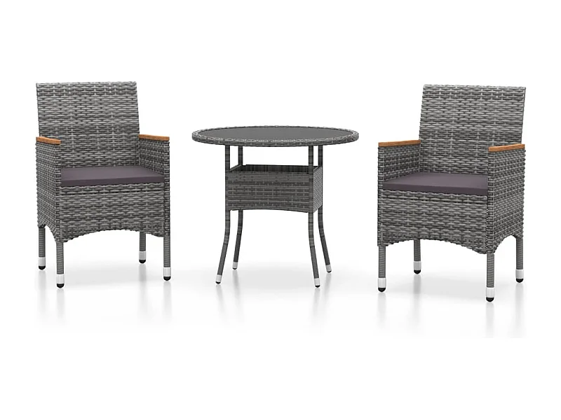 Bryson City  Ensemble à manger de jardin 3 pcs Résine tressée Gris