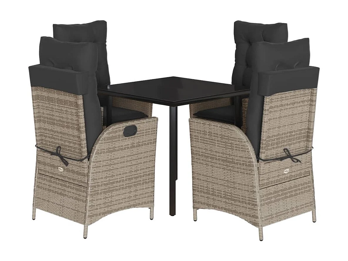 Garden Furniture -  5-delige Tuinset met kussens poly rattan grijs