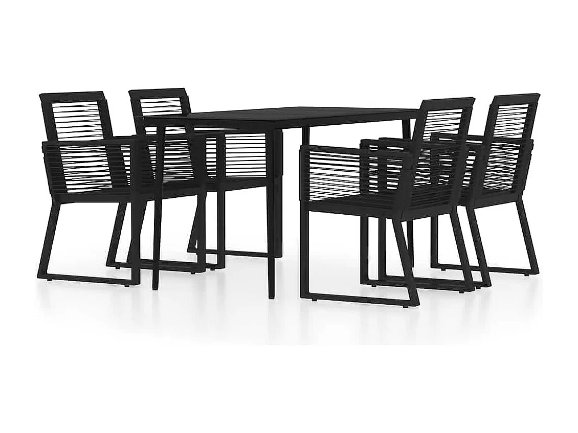 Wenlin  Ensemble à manger de jardin 5 pcs Noir