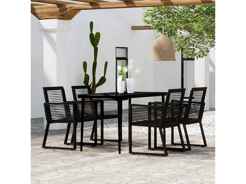 Wenlin  Ensemble à manger de jardin 5 pcs Noir