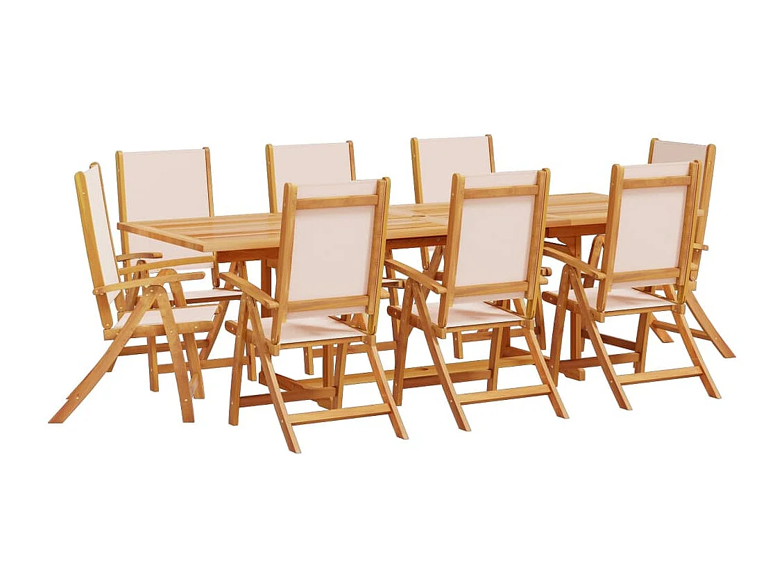 Bussum  9-delige Tuinset massief acaciahout en textileen