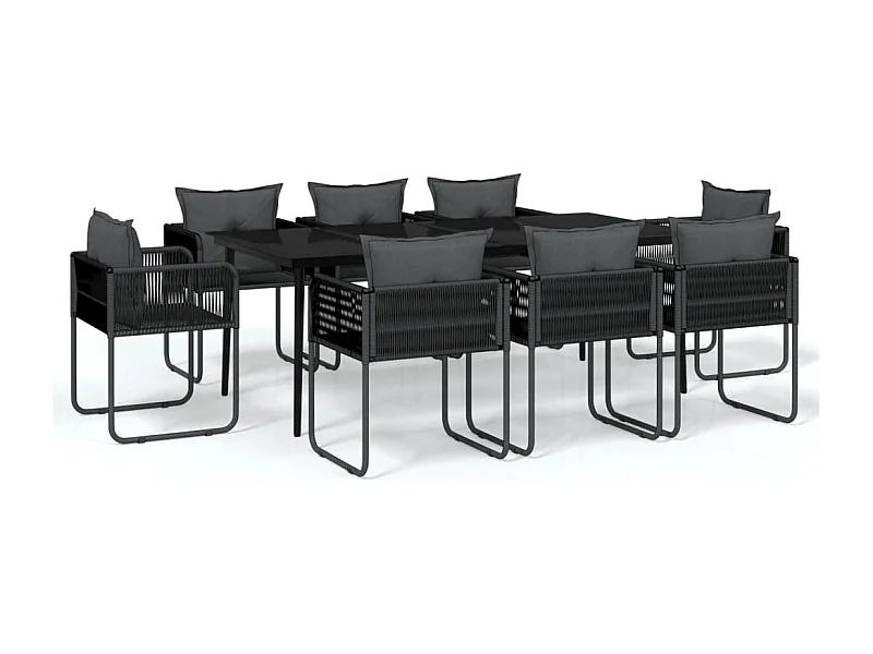 Azzedine  Ensemble à manger de jardin 9 pcs Noir