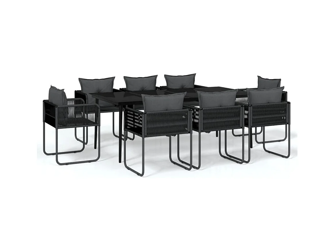 Azzedine  Ensemble à manger de jardin 9 pcs Noir