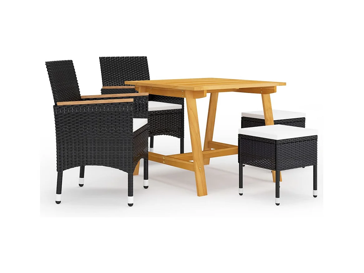 Danesrath  Juego de comedor de jardín de 5 piezas negro