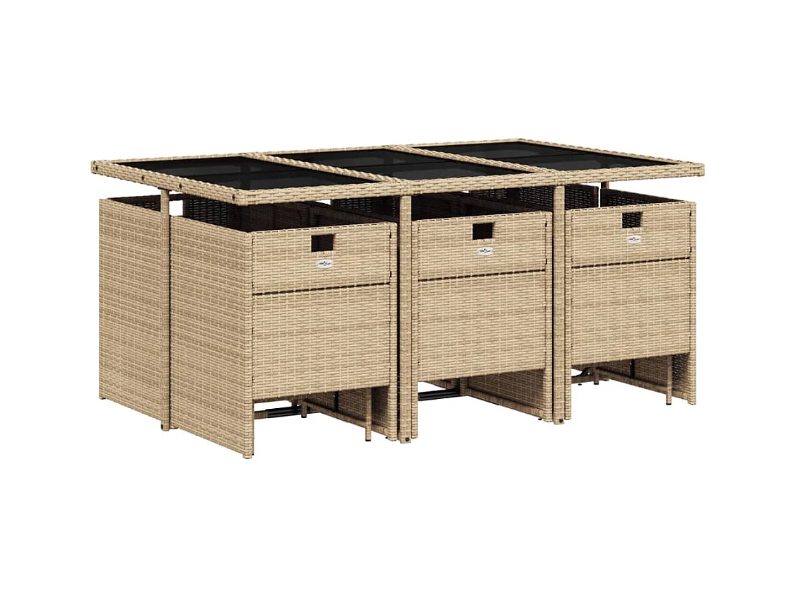 Steno  11-delige Tuinset met kussens poly rattan beige