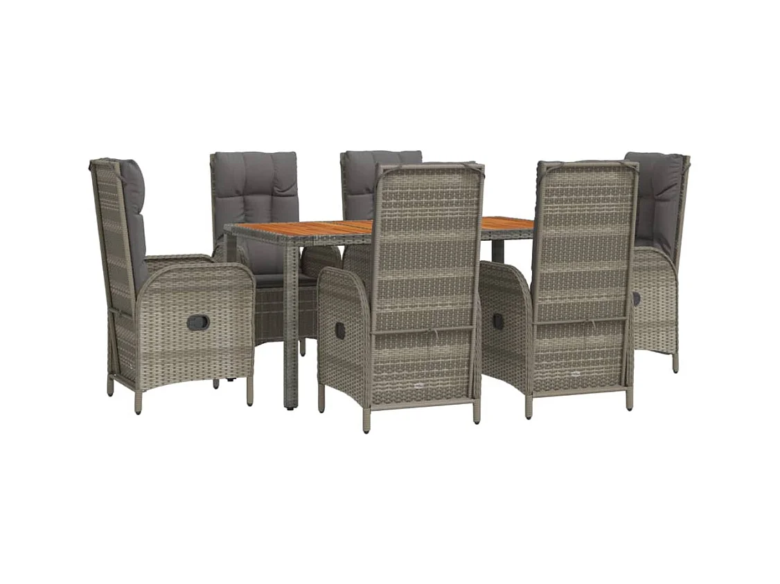 Addison  Ensemble à manger jardin et coussins 7 pcs gris rotin