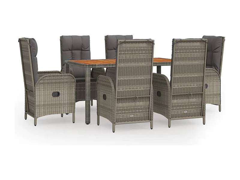 Addison  7-delige Tuinset met kussens poly rattan grijs