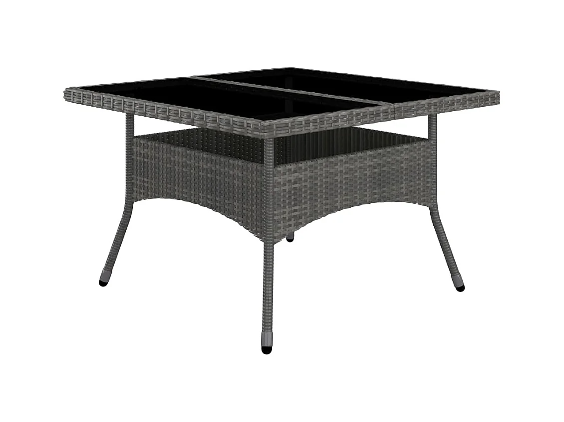 Løgumkloster  Ensemble à manger de jardin 9 pcs Résine tressée et acacia Gris