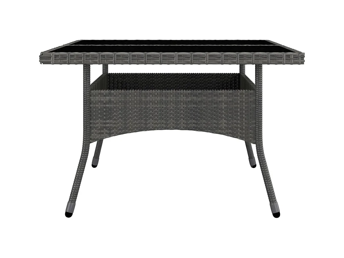 Løgumkloster  Ensemble à manger de jardin 9 pcs Résine tressée et acacia Gris